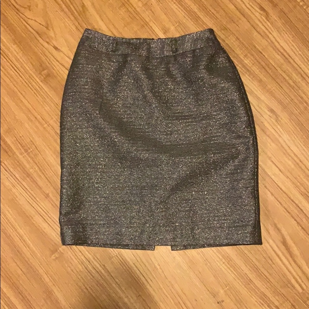 Silver sparkle pencil skirt.